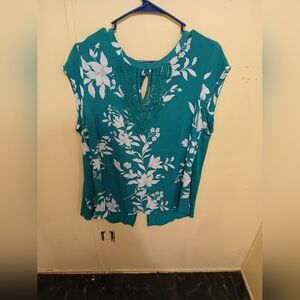 Daniel Rainn Teal Floral Blouse